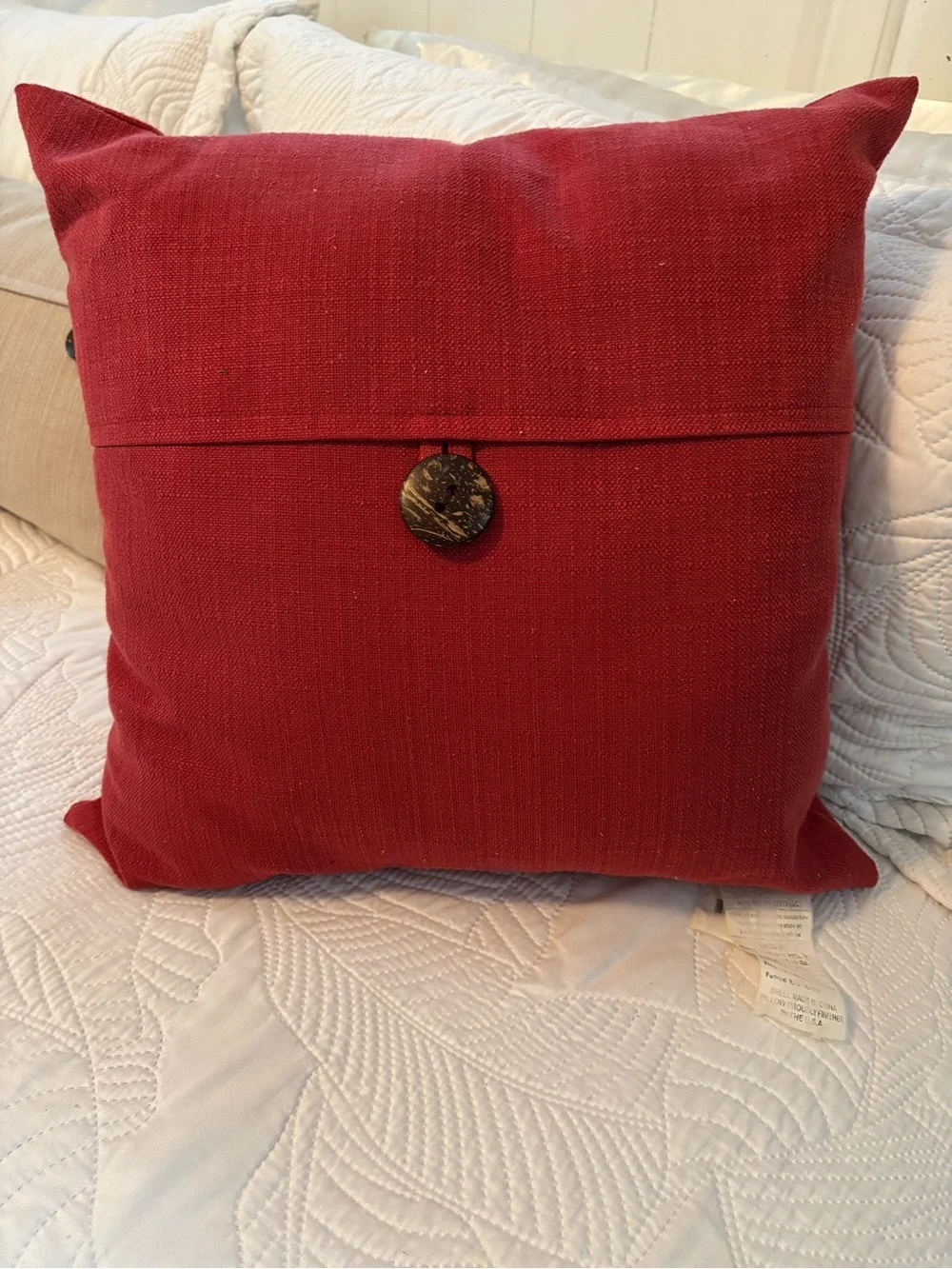 Kohl's Rust/Red Textured Accent Pillow with Decorative Button